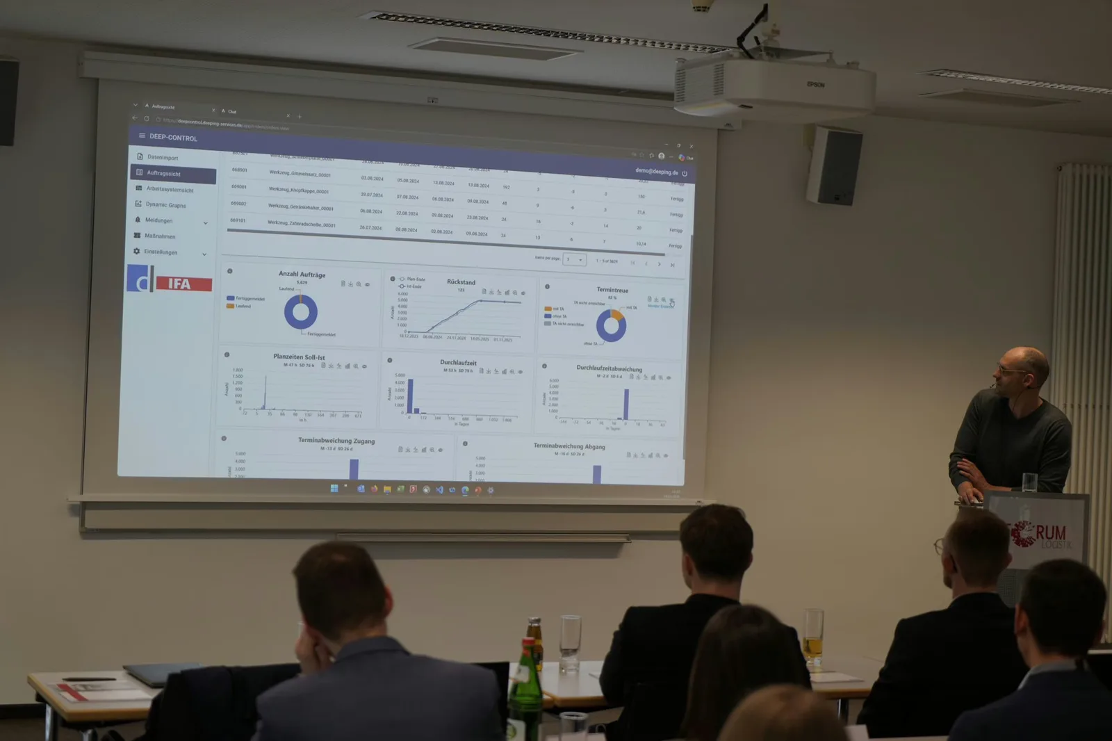 Abschlusspräsentation des Projekts deep.Control durch Matthias Schmidt beim IFA – Institut für Fabrikanlagen und Logistik